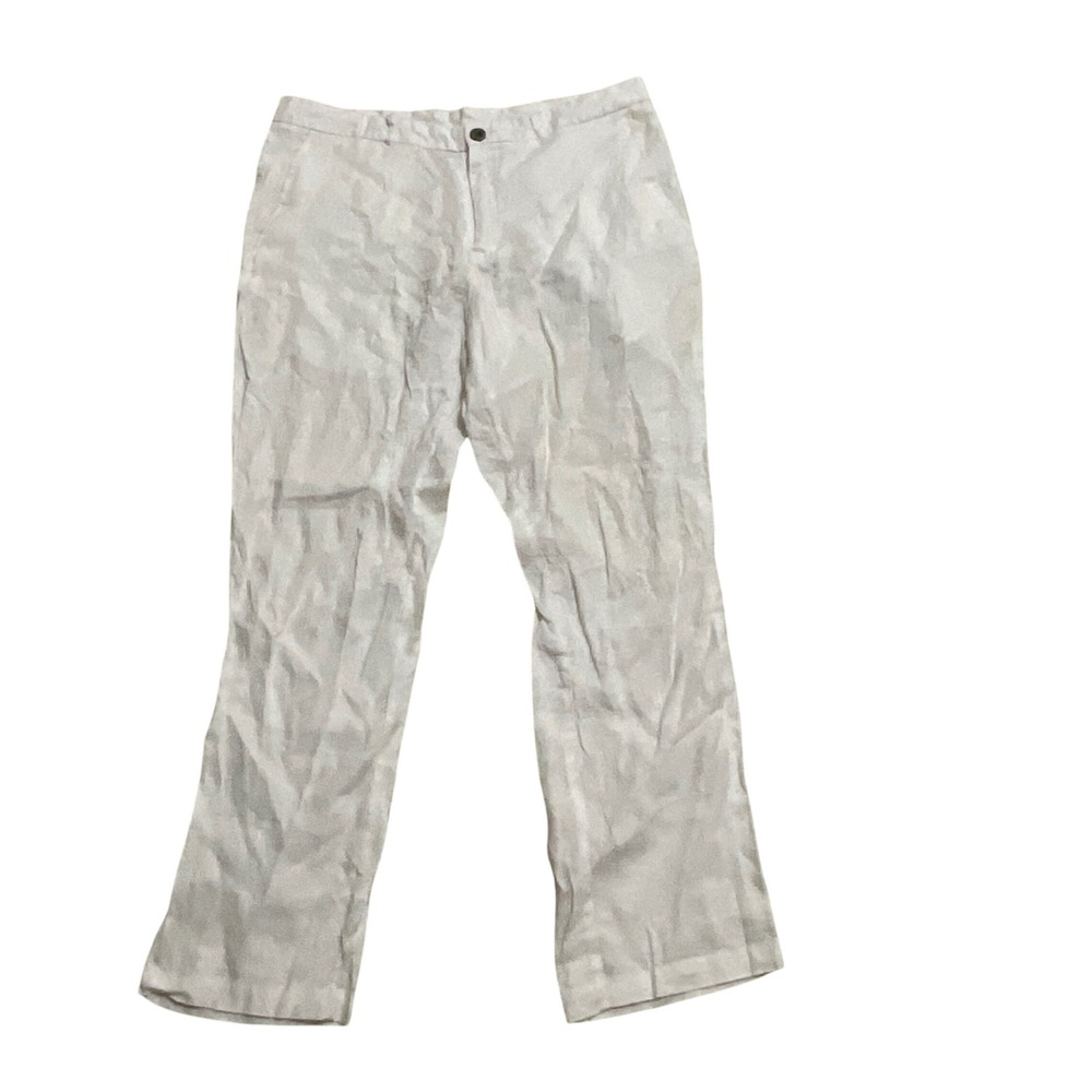 Tasso Elba Linen Pants Women's 33W 30L White Casual Straight Leg